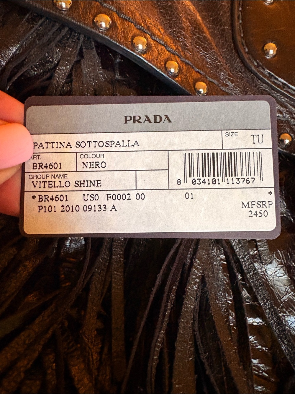 Prada Black Leather Fringe Shoulder Bag with Silver Hardware - Picture 3 of 9